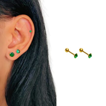 Set x 2 Piercing Esmeralda 2 mm